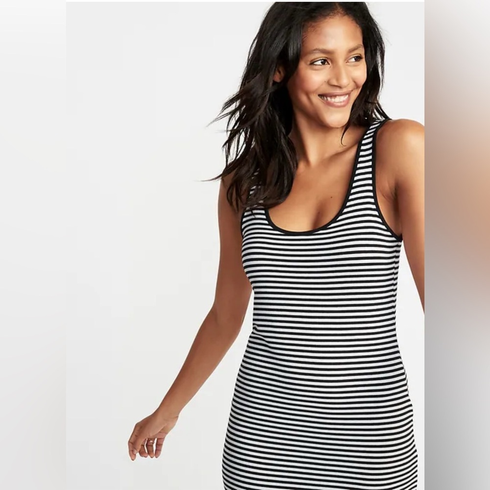 Overmal Striped Black and White Mini Dress Size L